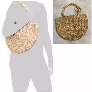 Rachell Ashwell Wooden Beaded Bag Crescent Semicircular Shape NWT